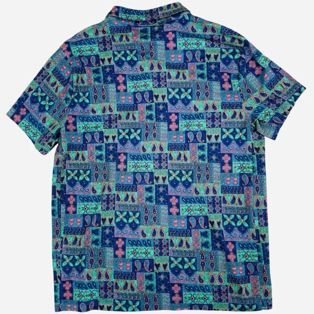 J Crew Performance Polo Shirt‎ Mens L Coolmax Oarsman Multicolor Short Sleeve